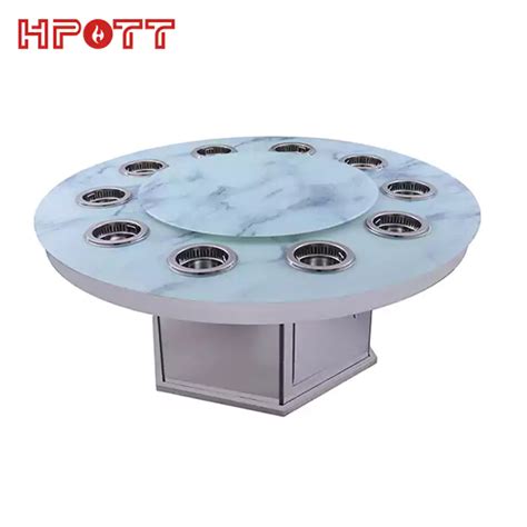 Persons Round Hot Pot Dining Table With Smokeless Purifiers HPOTT