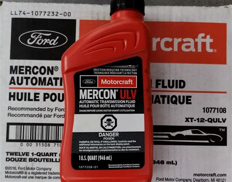 Ford Motorcraft Mercon Ulv Automatic Transmission Fluid U S Quart