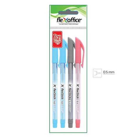 FlexOffice FlexStick FO GELB08 0 5mm Stick Ball Pen Pack 4pcs