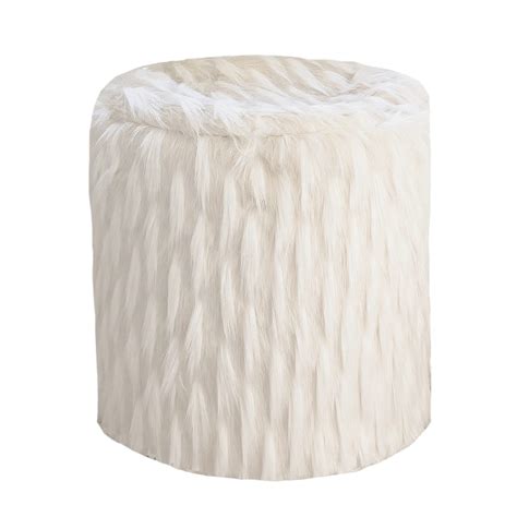 Pouf En Fausse Fourrure Blanche Maisons Du Monde