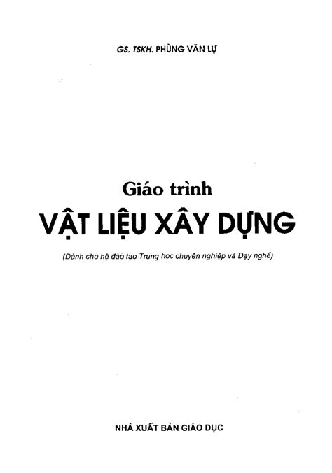 Giao Trinh Vt Liu Xay Dng Phung Van L S C B N V T Li U Studocu