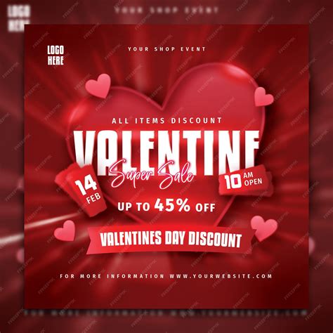 Premium Psd Red Heart Valentines Day Party Flyer Template