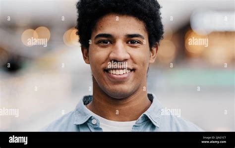 Front View Portrait Male Face Close Up African Millennial Man Guy