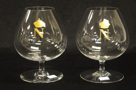 Pair Of Gilt Napoleon Brandy Glasses French Glass