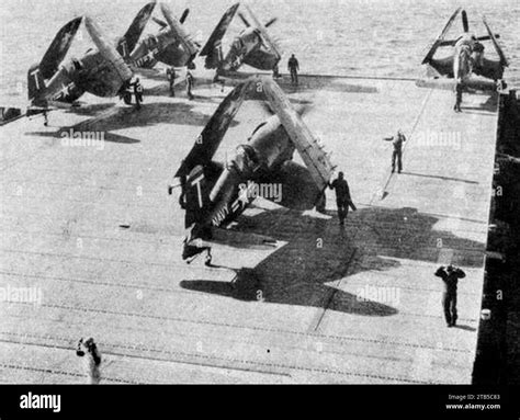 Vought F4U 4 Corsairs Of VF 14 Aboard USS Wright CVL 49 In Early