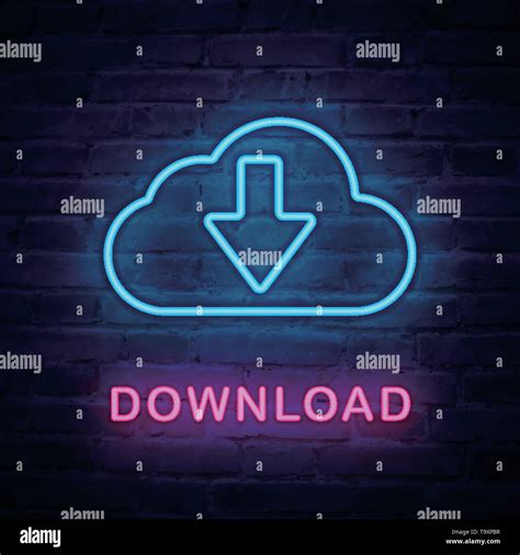 Vector Illuminated Neon Light Icon Sign Download Cloud Ideal For Both