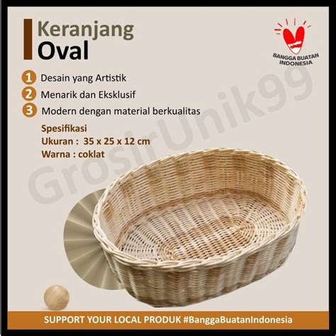 Jual Kerajinan Tangan Rotan Keranjang Oval X X Cm Shopee