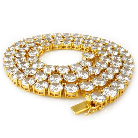 18k Gold 1 Row 8MM Iced Chain – Niv's Bling