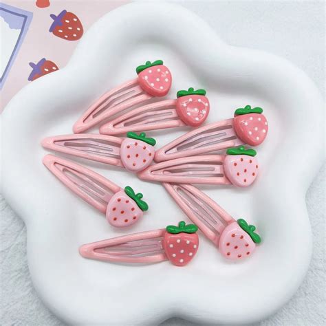 4pcs Cute Pink Strawberry Bb Hair Clips The Kawaii Shoppu