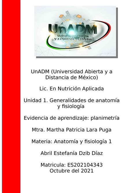 AFI1 U1 EA ABDD anatomía y fisiología 1 UnADM Universidad Abierta