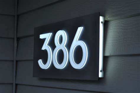 Custom Aluminum & Acrylic LED House Numbers Sign. 5 Tall