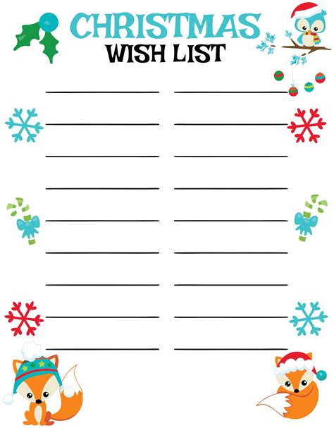 7 Best Christmas Wish List Paper Printable