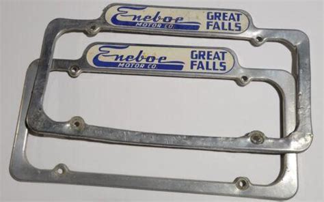 Vintage S License Plate Frame Set Of Eneboe Motor Co Great Falls