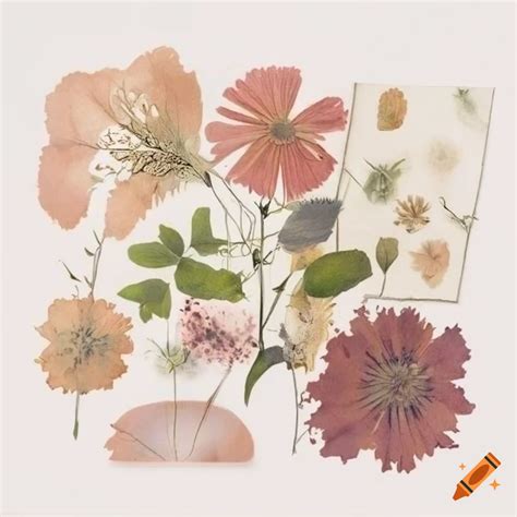 Herbarium Poster Of Pressed Wildflowers On White Background