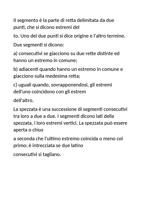 Il segmento e la spezzata - Docsity