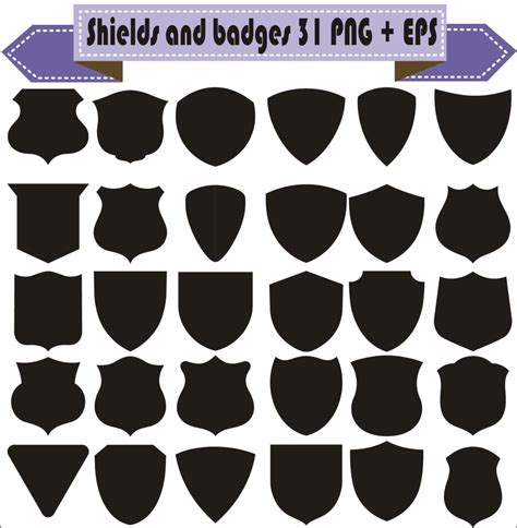 Shields And Badges Vintage Motif Shapes Pack Silhouette Vector Clipart