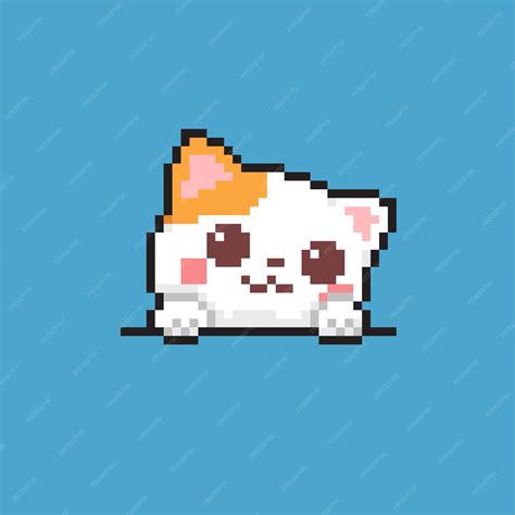 Premium Vector Cute Cat Head In Pixel Art Style