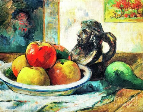 Still Life With Apples A Pear And A Ceramic Portrait Jug By Paul