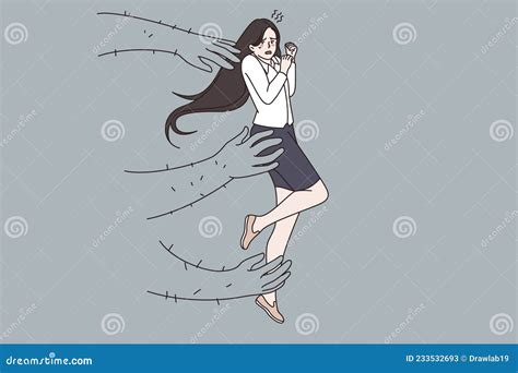 Scared Woman Suffer From Sexual Harassment At Work Stock Vector Illustration Of Domestic