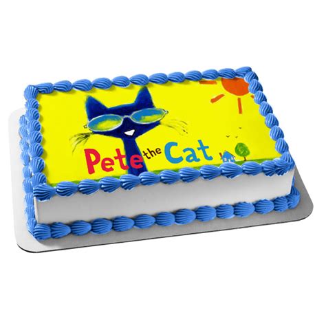 Pete The Cat Sunglasses House Tree Edible Cake Topper Image Abpid