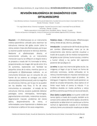 Articulo cientifico Diagnóstico con el Oftalmoscopio PDF