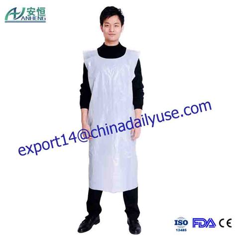 Disposable Bib Apron PE Plastic Apron White Poly Apron Anheng