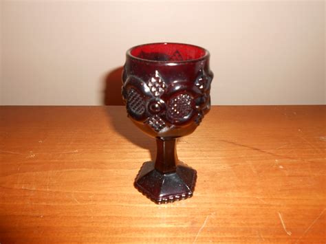 Vintage Avon Ruby Red Glass Goblet Etsy