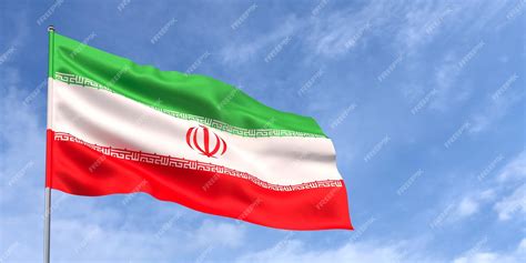 Premium Photo Iran Flag On Flagpole On Blue Sky Background Iranian