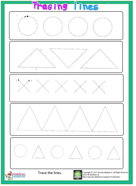 Trace Line Worksheet for Shape Tracing