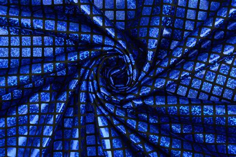 lame check cobalt blue  fabrics