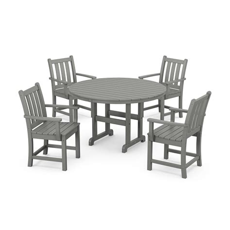 Polywood® Traditional Garden 5 Piece Round Farmhouse Dining Set Pws134 1