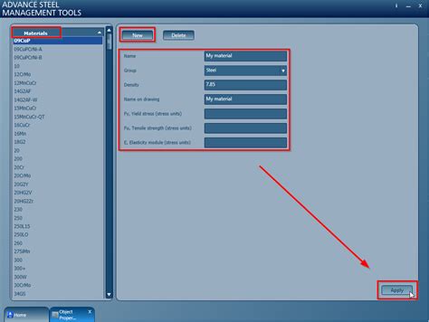Cómo añadir nuevo material en la biblioteca de materiales de Advance Steel