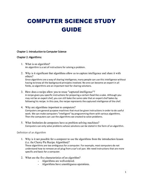 Solution Computer Science Ultimate Study Guide Studypool