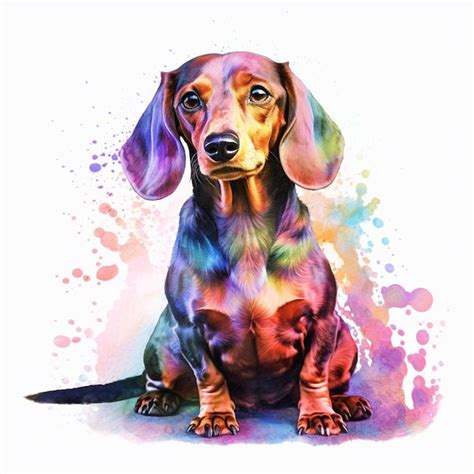 Una Colorida Pintura Dachshund De Un Perro Con Un Pelaje De Color