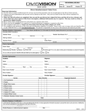 Fillable Online Cirseiu Davis Vision Claim Form Cir Seiu Healthcare