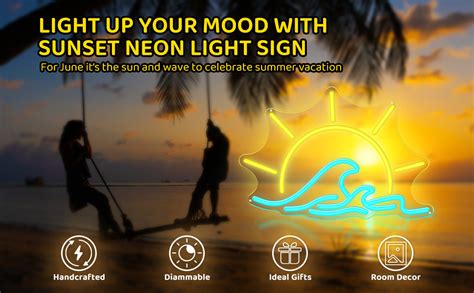 Amazon Hotfutic Sunset Sunrise Neon Signs Sun On The Sea Wave