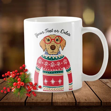 Funny Dog Lover Dog Wearing Ugly Christmas Sweater Coffee Mug | Zazzle