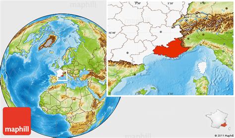 Physical Location Map Of Provence Alpes C Te D Azur Highlighted Country