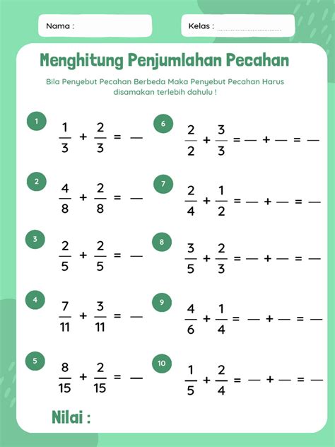 lkpd matemtika penjumlahan pecahan kelas