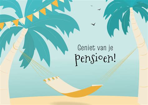 Felicitatie Pensioen Hangmat Tropisch Strand Kaartje2go