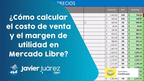 Cómo calcular el costo de venta y el margen de utilidad en Mercado