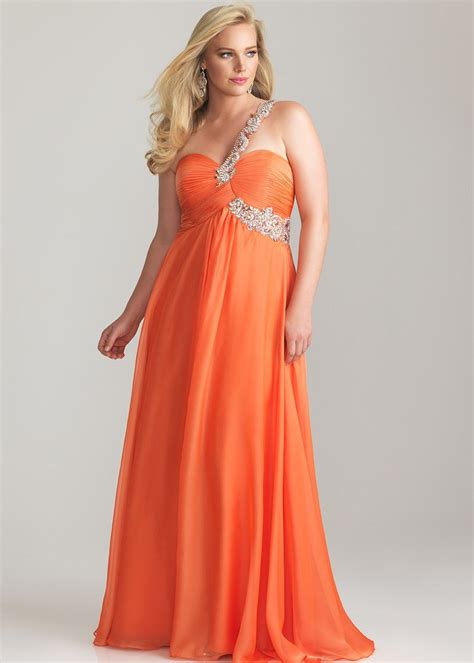 Front View Of Orange Evening Dresses Plus Size Plus Size Prom