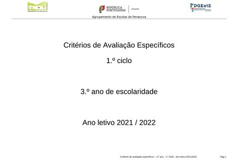 Pdf Crit Rios De Avalia O Espec Ficos Ciclo Ano De