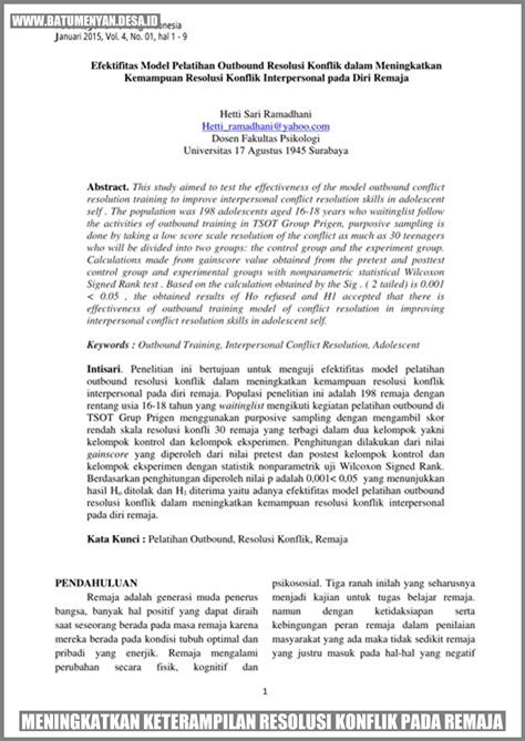 Meningkatkan Keterampilan Resolusi Konflik Pada Remaja Solusi Untuk