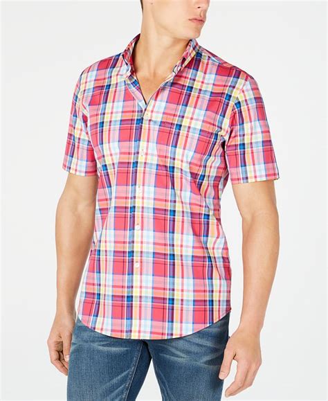 Club Room Mens Plaid Short Sleeve Shirt Created For Macys And Reviews