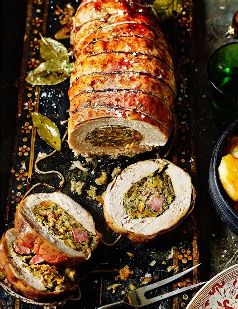 Roast Turkey Breast With Apricot Gammon And Pistachio Stuffing