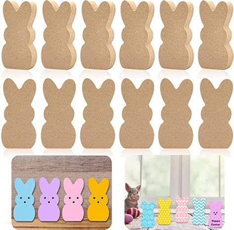 Amazon 12 Pieces Easter Wooden Bunny Cutouts Unfinished Bunny