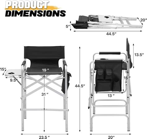 MoNiBloom Silla Alta Plegable De Director De 31 Pulgadas Plegable