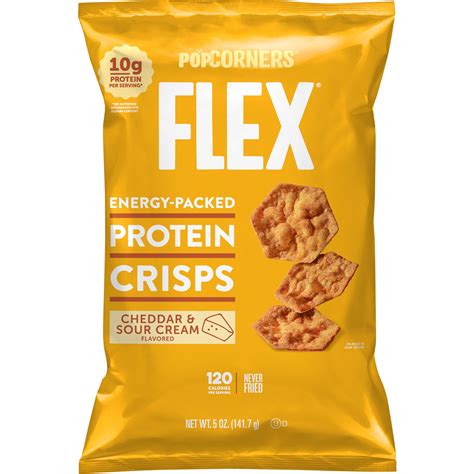 Popcorners Flex Protein Crisps Cheddar And Sour Cream 5 Oz Bag