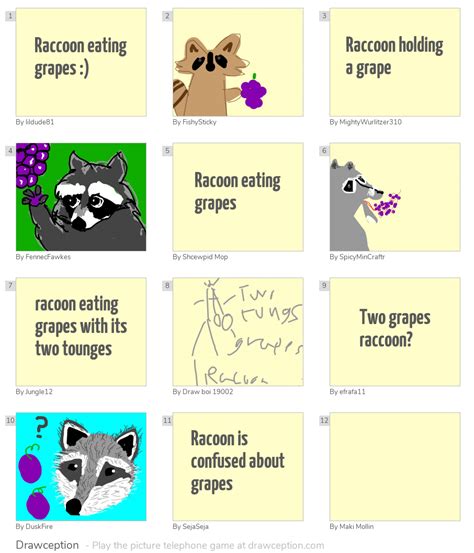 Raccoon eating grapes :) - Drawception